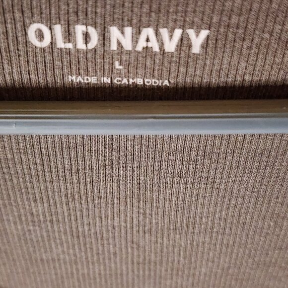 Old Navy Women’s Grey Ribbed Notch Neck Top Size L Stretch Casual Tee - Picture 4 of 8